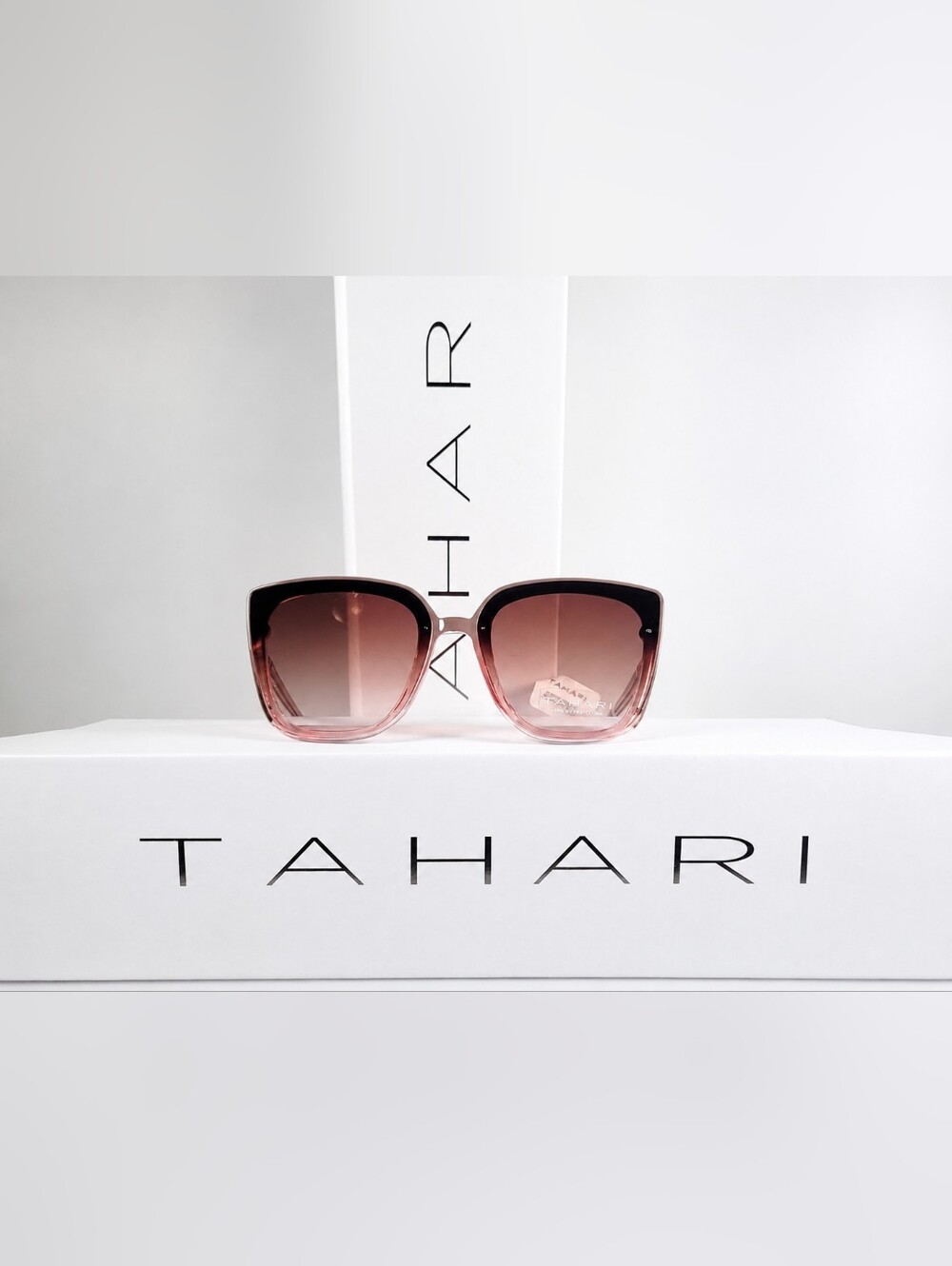 Tahari Contemporary Luxury Oversized Pink Rose Gold Ombre Sunglasses NWT